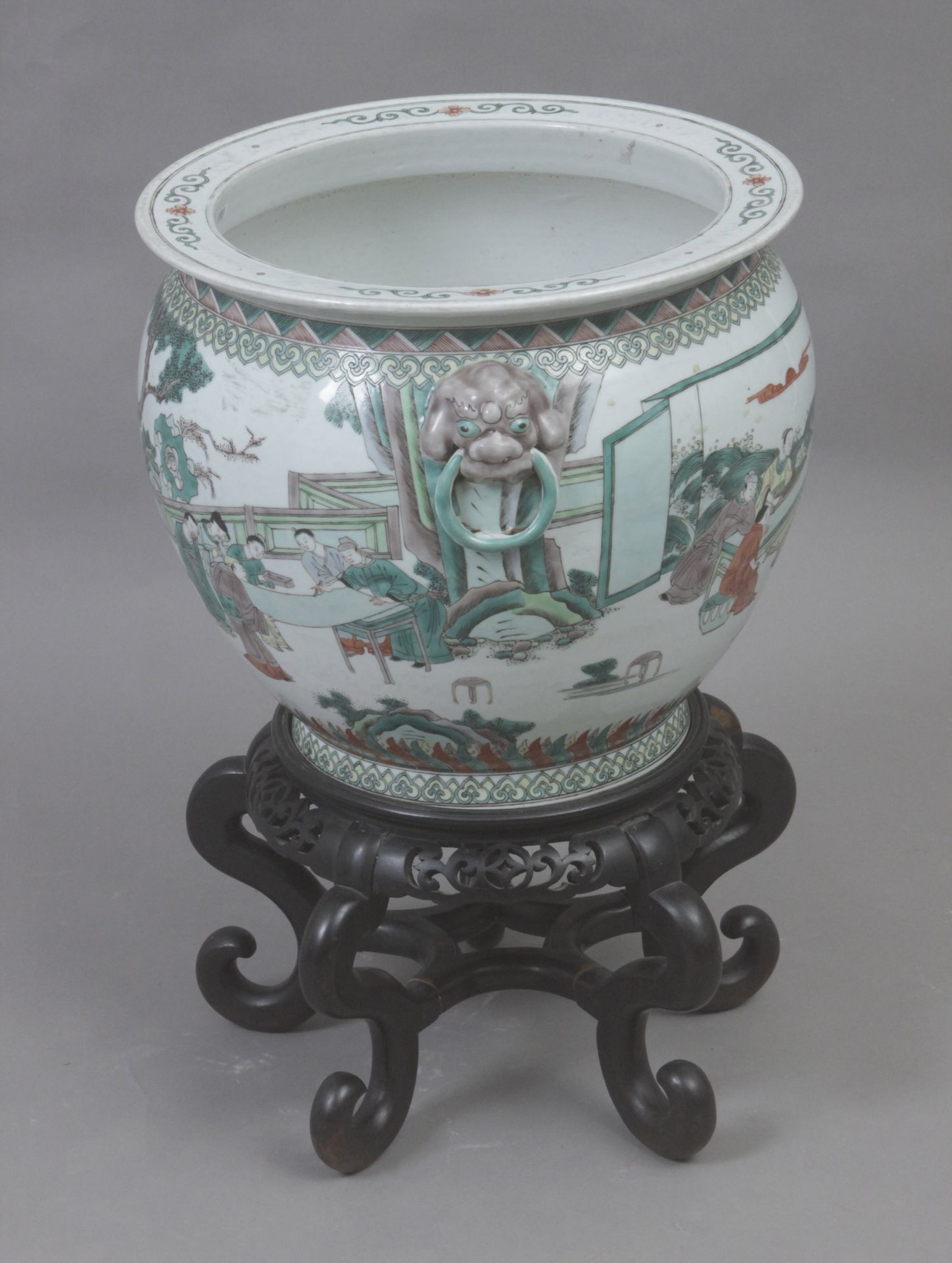 A late 18th century-early 19th century Famille Verte cache pot from Qing period