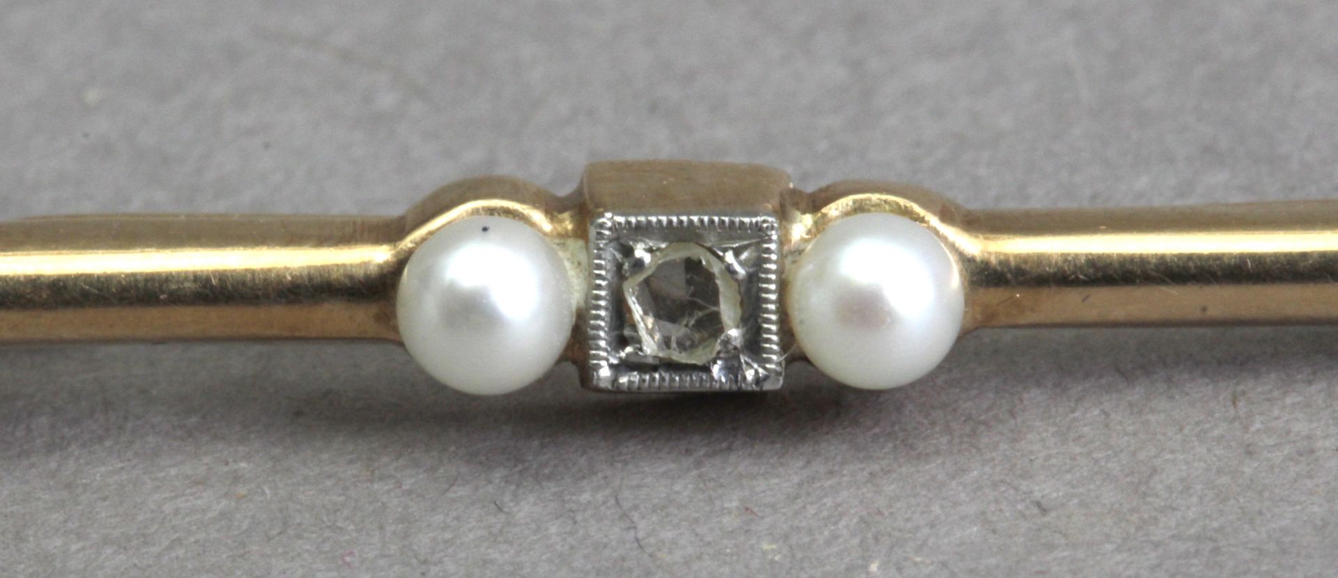 A first third of 20th century tie pin with diamonds and freshwater pearls - Bild 3 aus 4