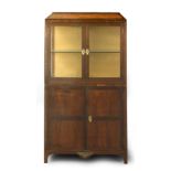 A 19th century French walnut and rosewood glass cabinet