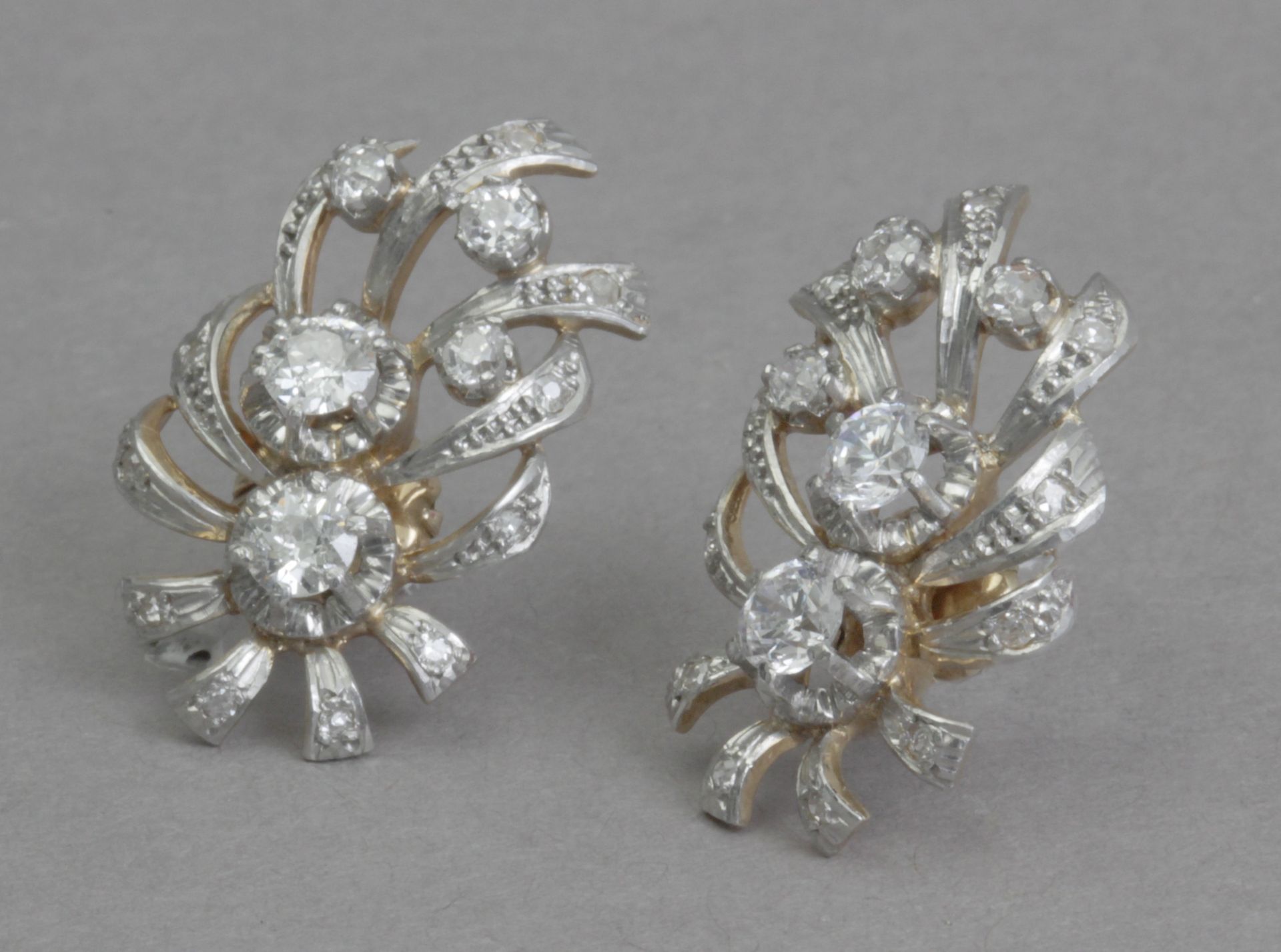 A pair of diamond earrings circa 1950