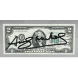 Andy Warhol. Two dollar signed banknote