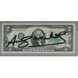 Andy Warhol. Two dollar signed banknote