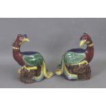 A pair of 19th century Chinese pheasant porcelain figures