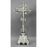 A late 19th century carved wood and mother of pearl Jerusalem altar cross