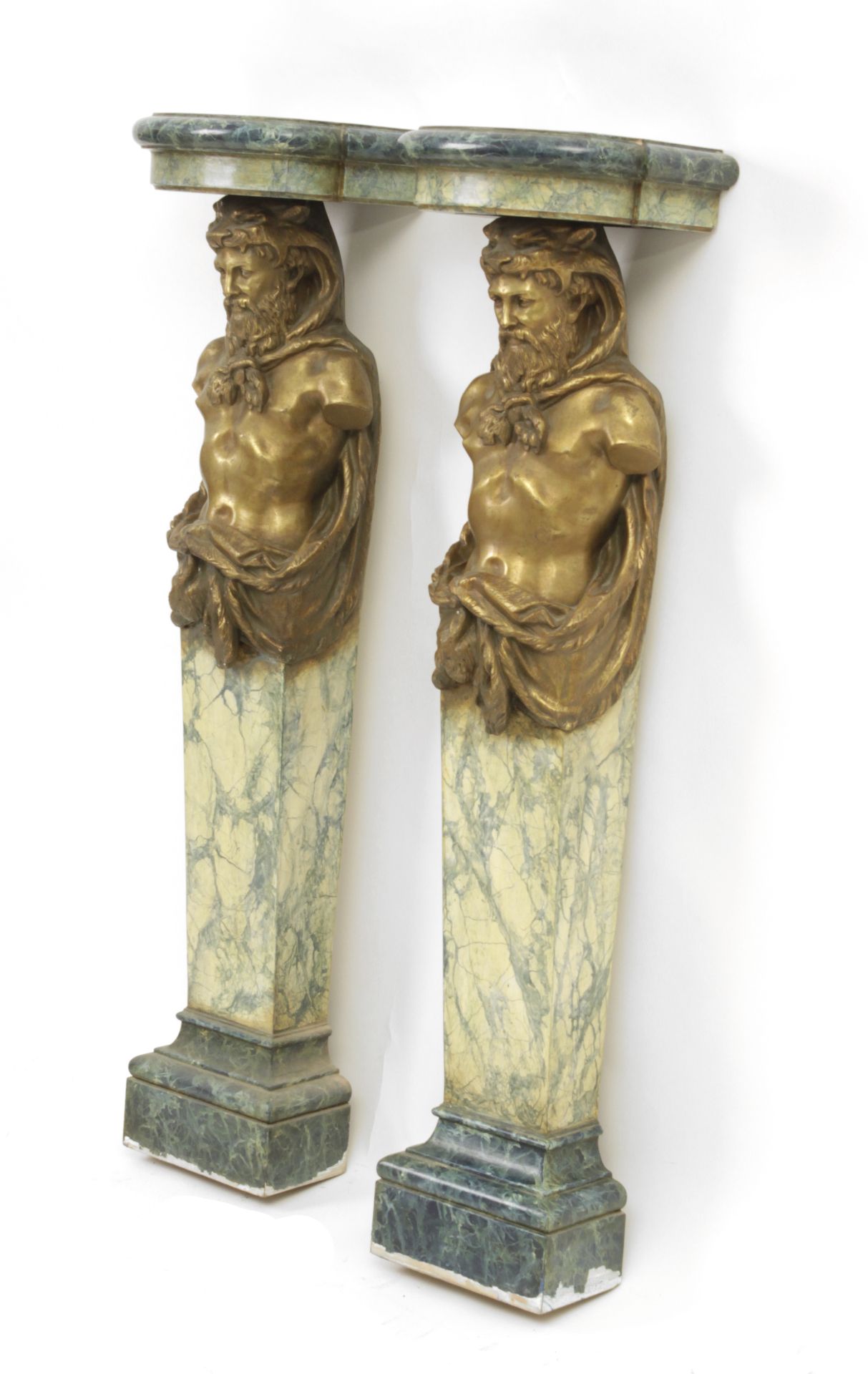 A pair of Classical style marbled peanas - Image 2 of 3