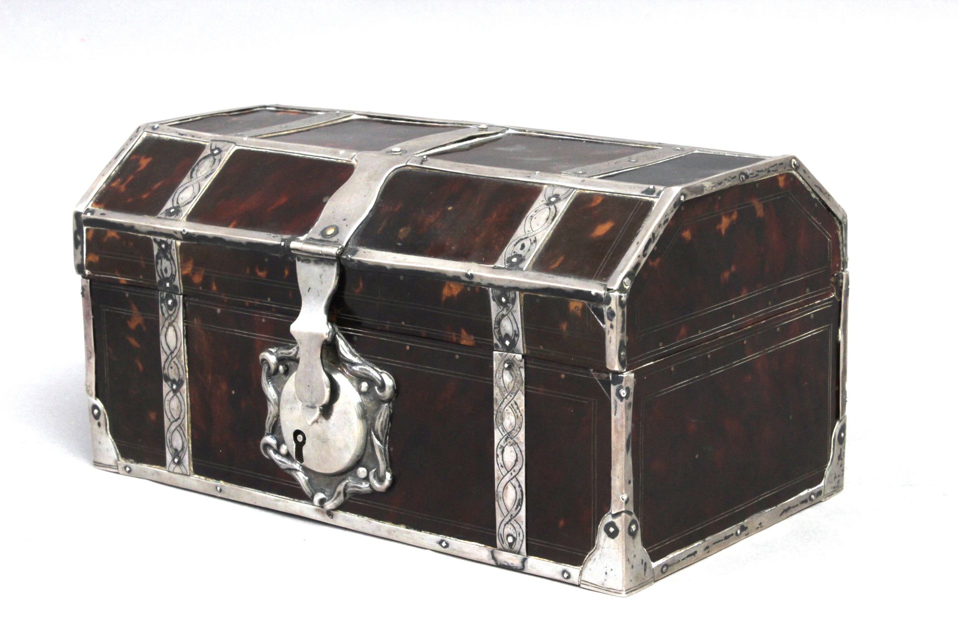 A 17th century Colonial silver and tortoiseshell chest