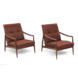 A pair of Scandinavian rosewood armchairs