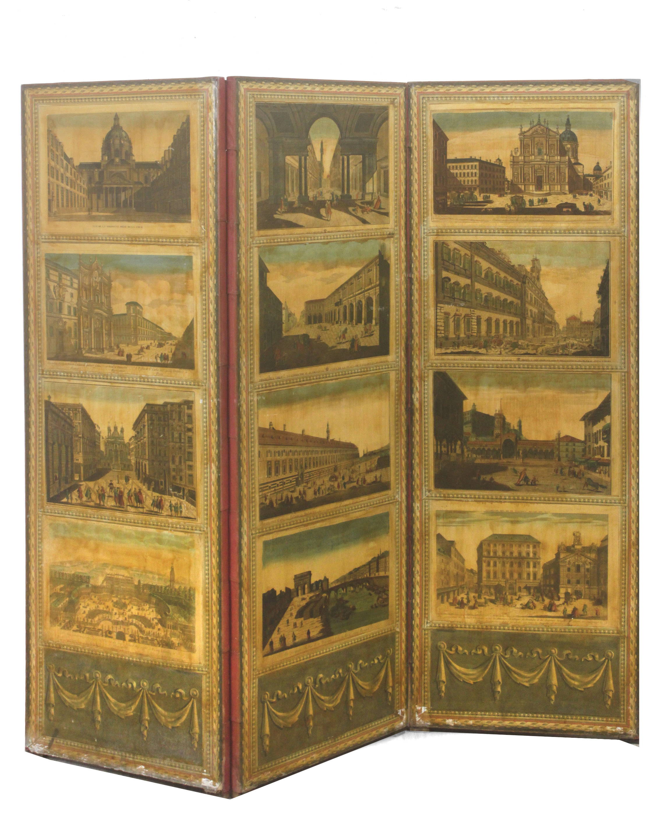 A first half of 20th century three panel folding screen - Image 2 of 3