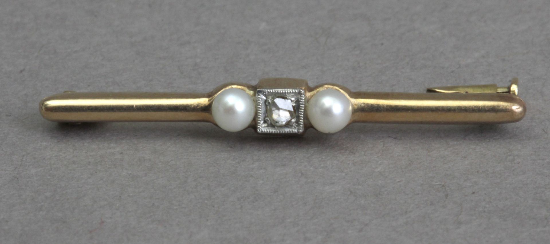 A first third of 20th century tie pin with diamonds and freshwater pearls - Bild 2 aus 4