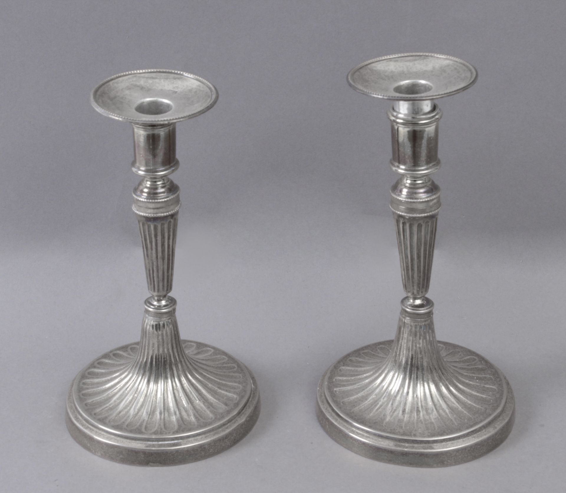 A pair of silver candlesticks 1891, with hallmarks from Madrid