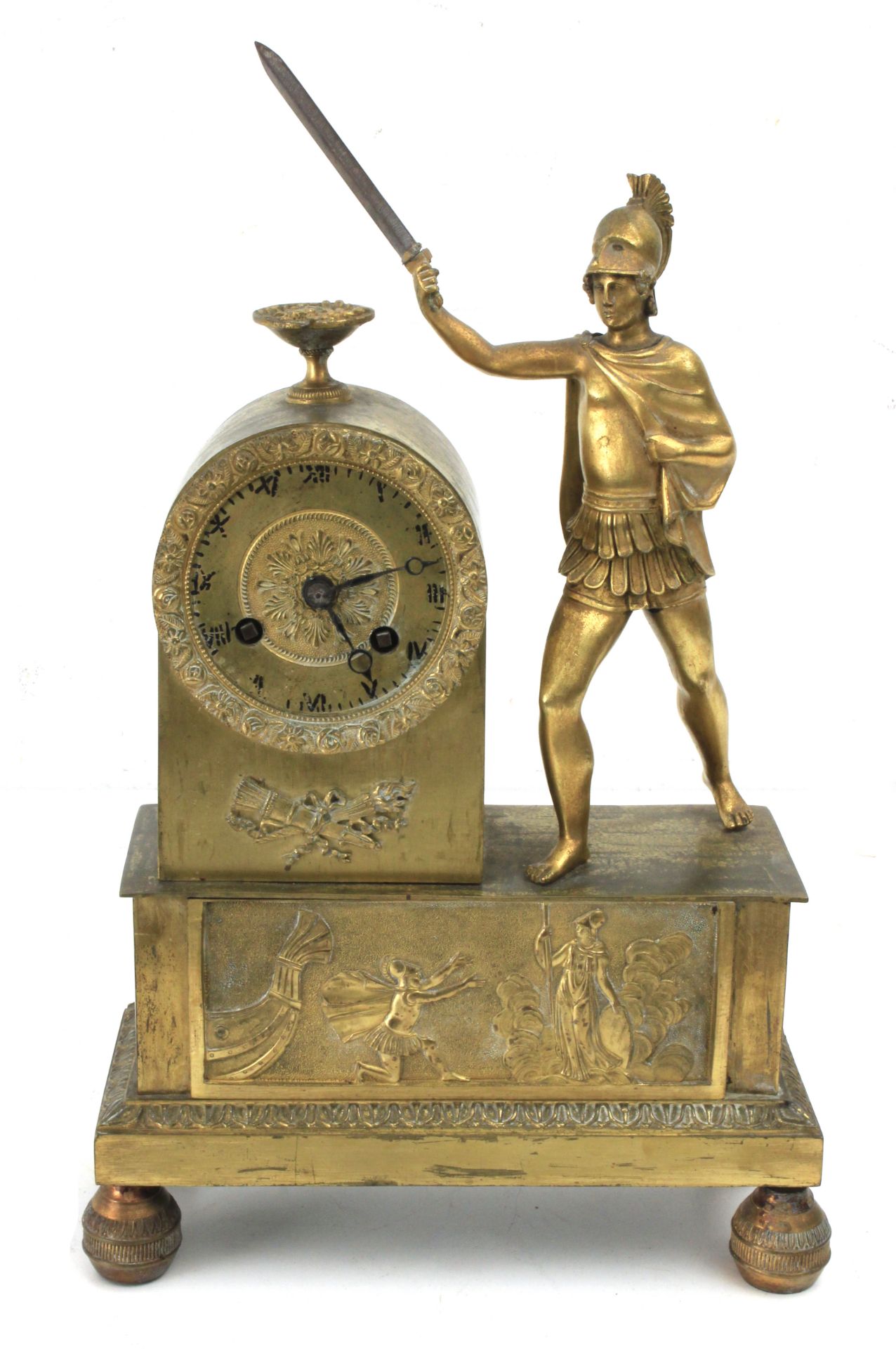 A 19th century French Empire period gilt bronze mantel clock