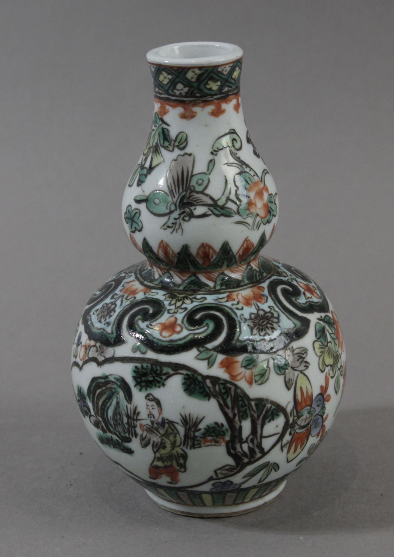 A 19th Chinese miniature vase in Famille Verte Kangxi porcelain
