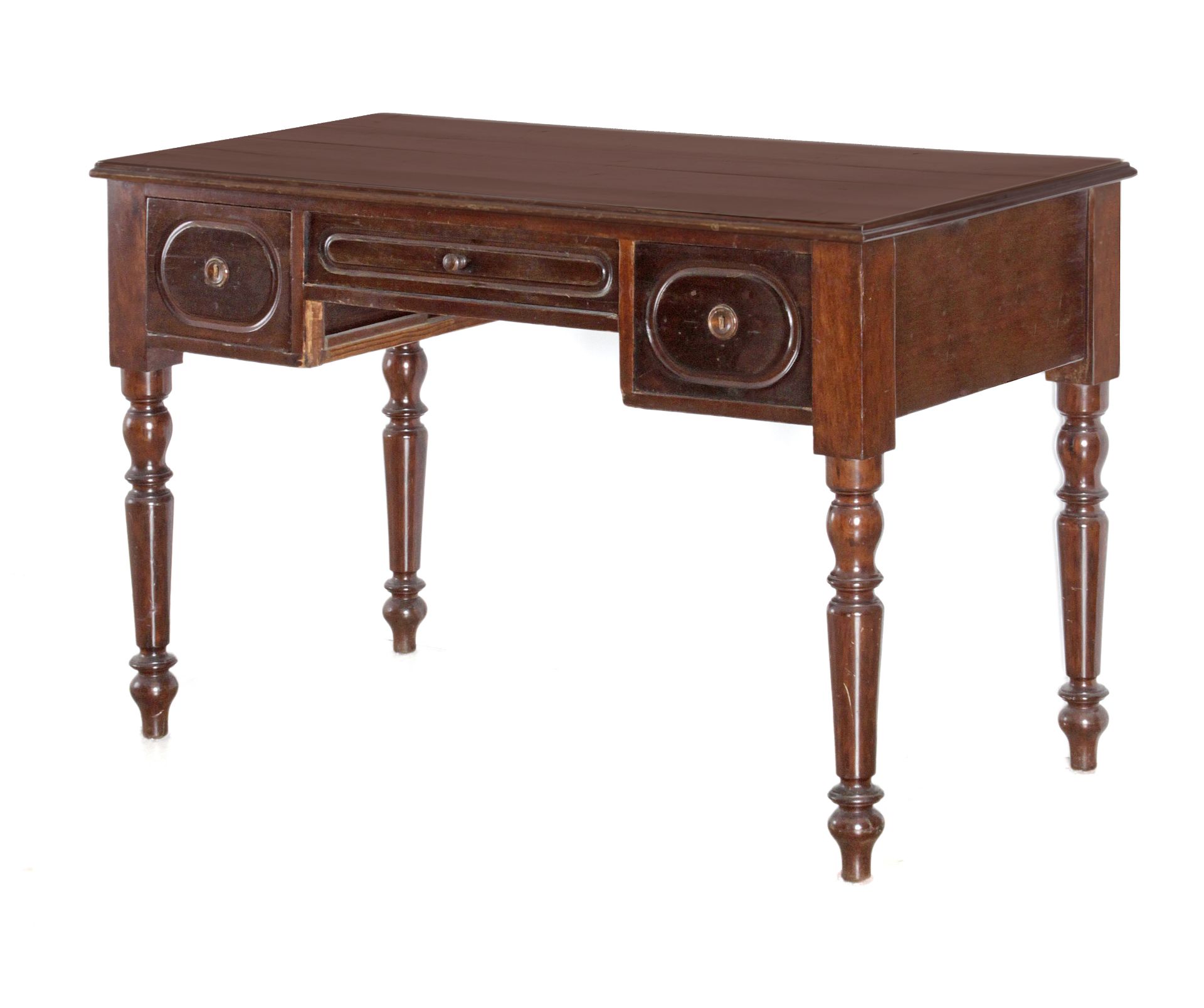 A 19th century Spanish Isabelino period mahogany writing desk