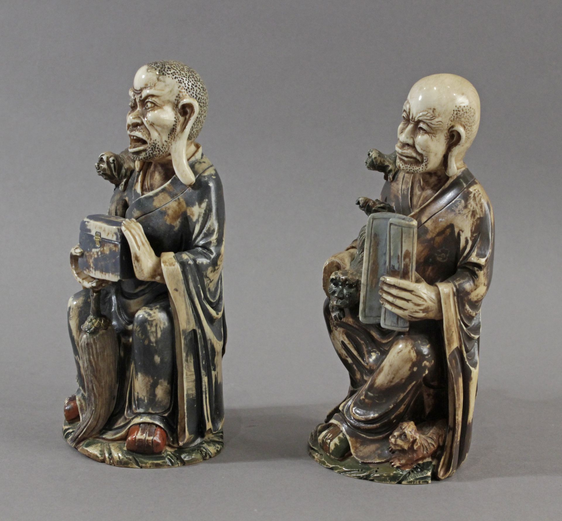 A pair of 19th century Japanese okimonos from Meiji period - Image 2 of 6