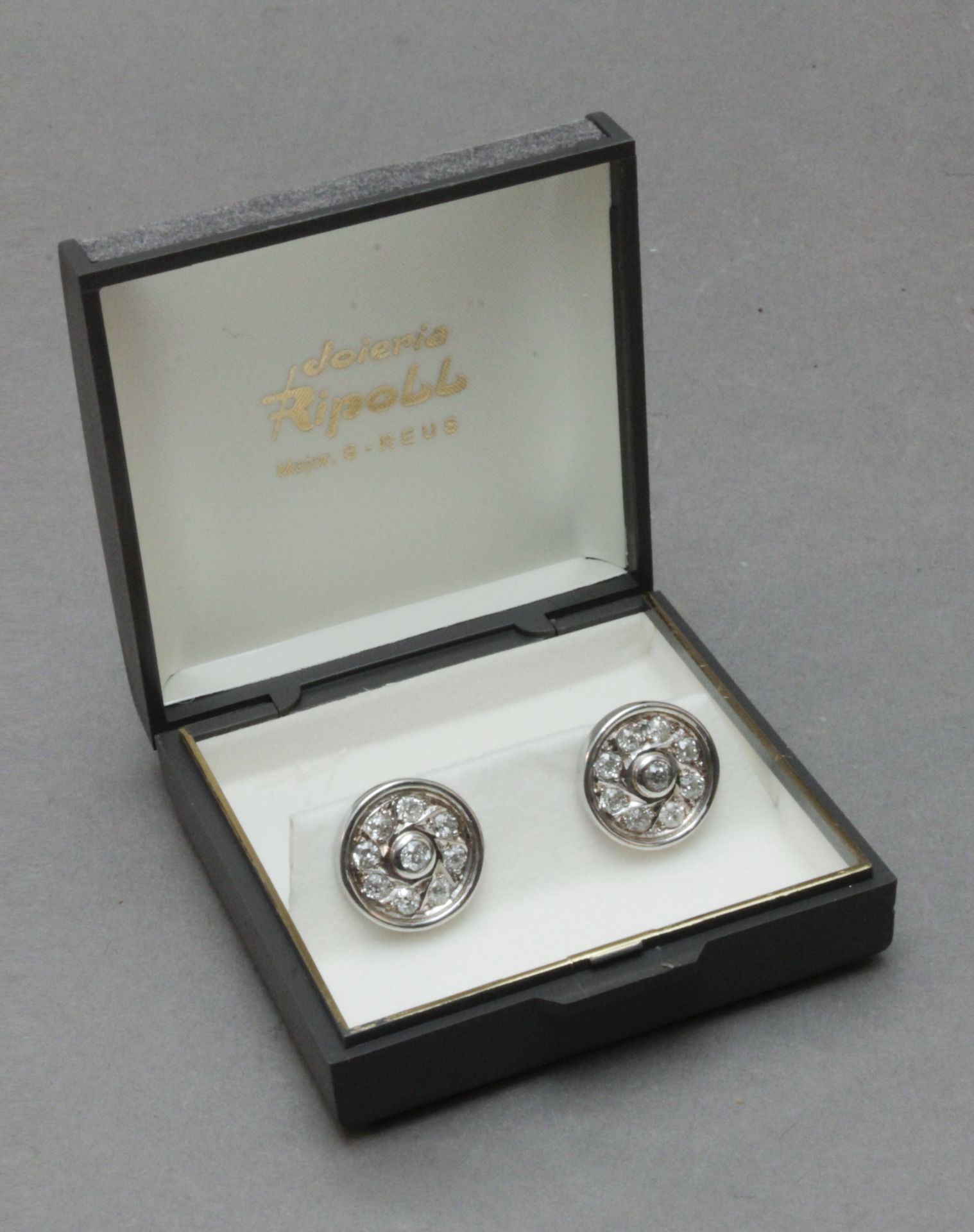 A pair of old mine and old European cut diamonds cluster earrings - Image 4 of 4
