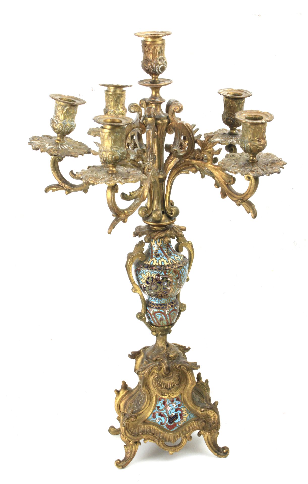 A 19th century French bronze mantel clock grnished with two candlelabras - Bild 6 aus 6