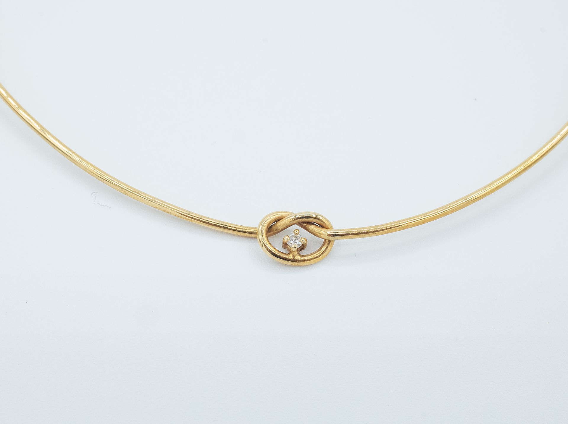 An 18k. yellow gold necklace with a 0,05 ct. brilliant cut diamond - Image 2 of 4