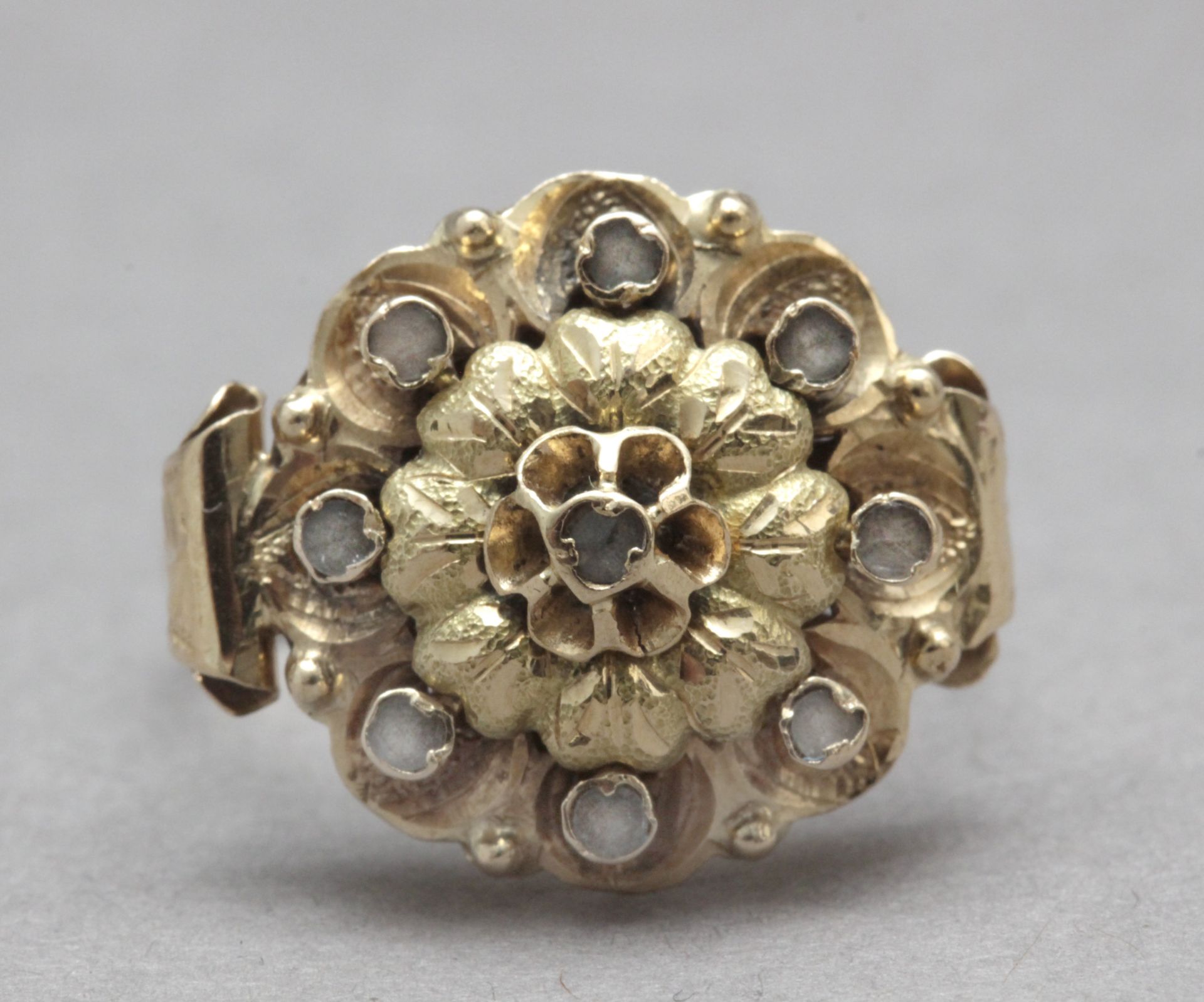 A 19th century rose cut diamonds cluster ring