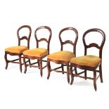 A set of four Spanish Isabelino mahogany chairs