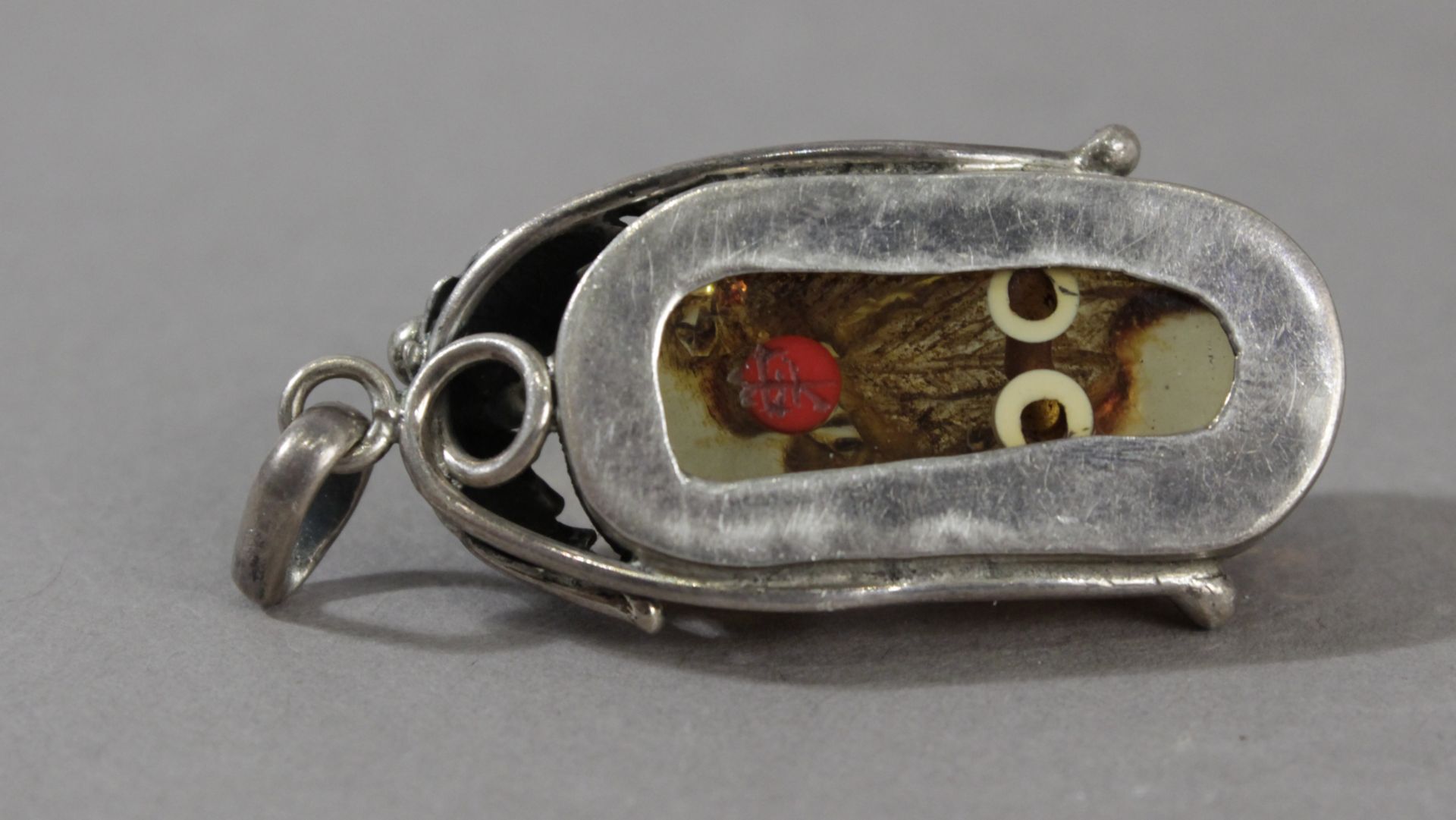 A19th century Japanese amber and silver pendant form Meiji period - Image 4 of 4