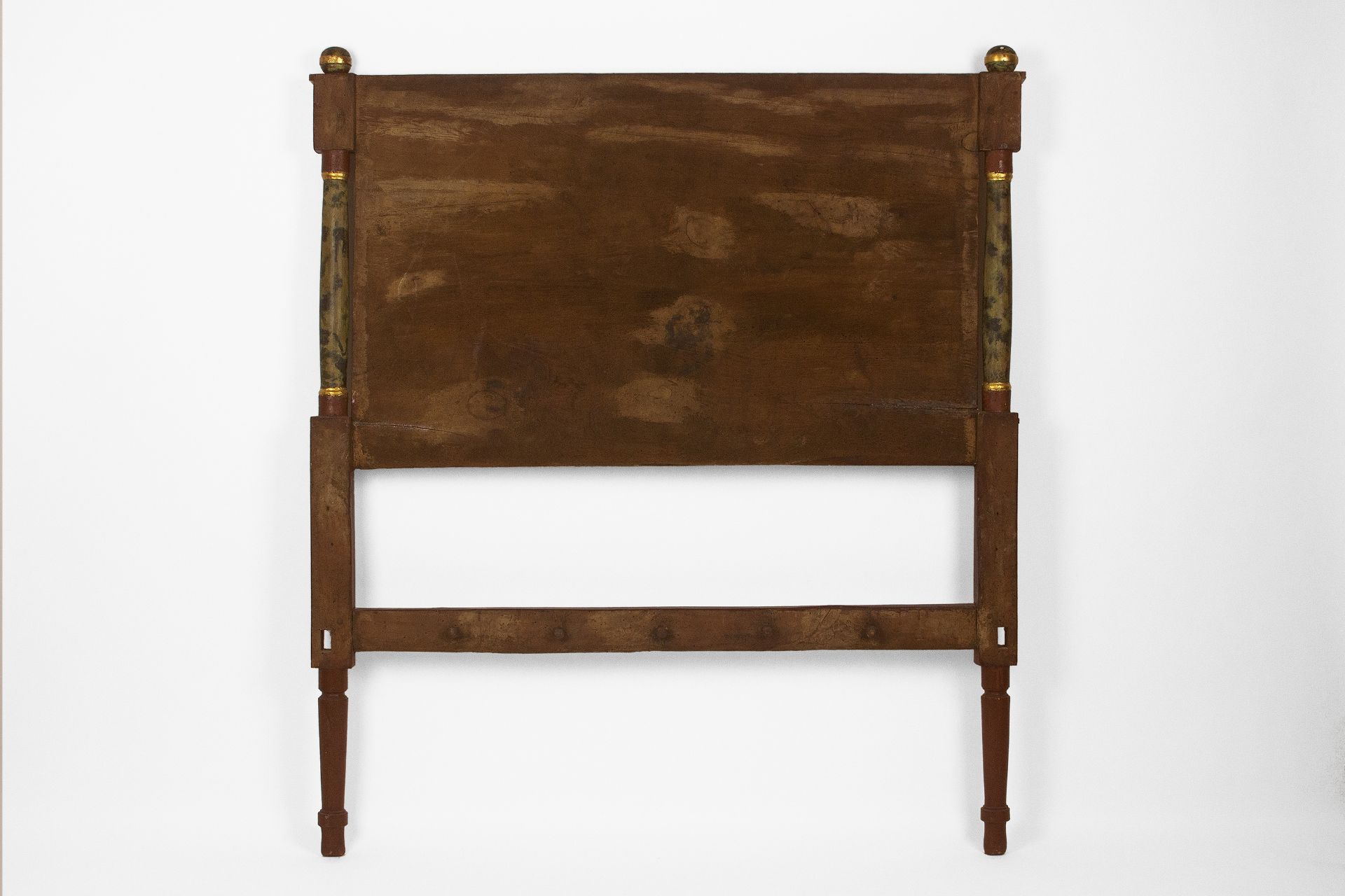 A late 18th century Charles IV period polichromed bed headboard - Image 2 of 3