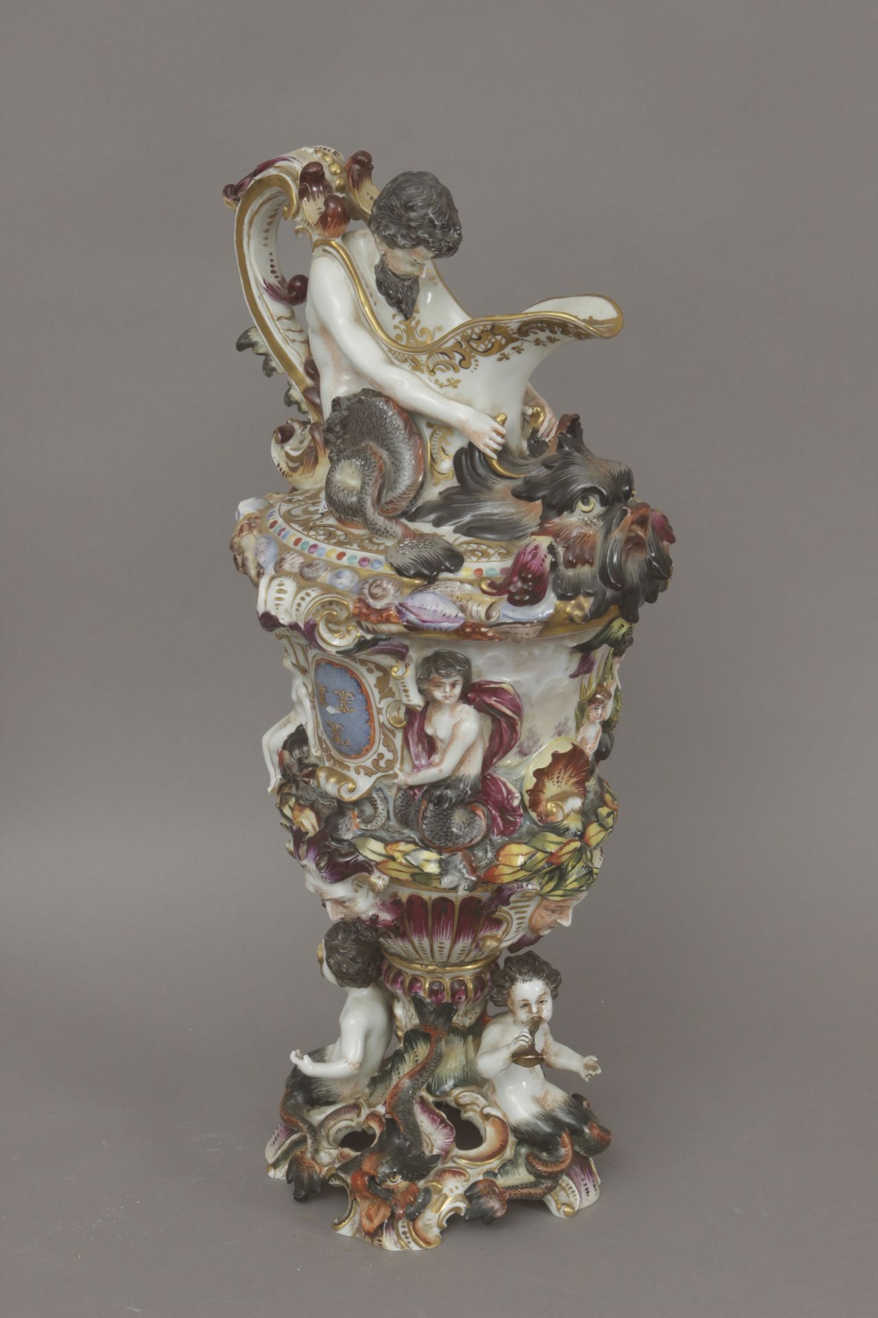 A 19th century Italian pitcher in Capodimonte porcelain