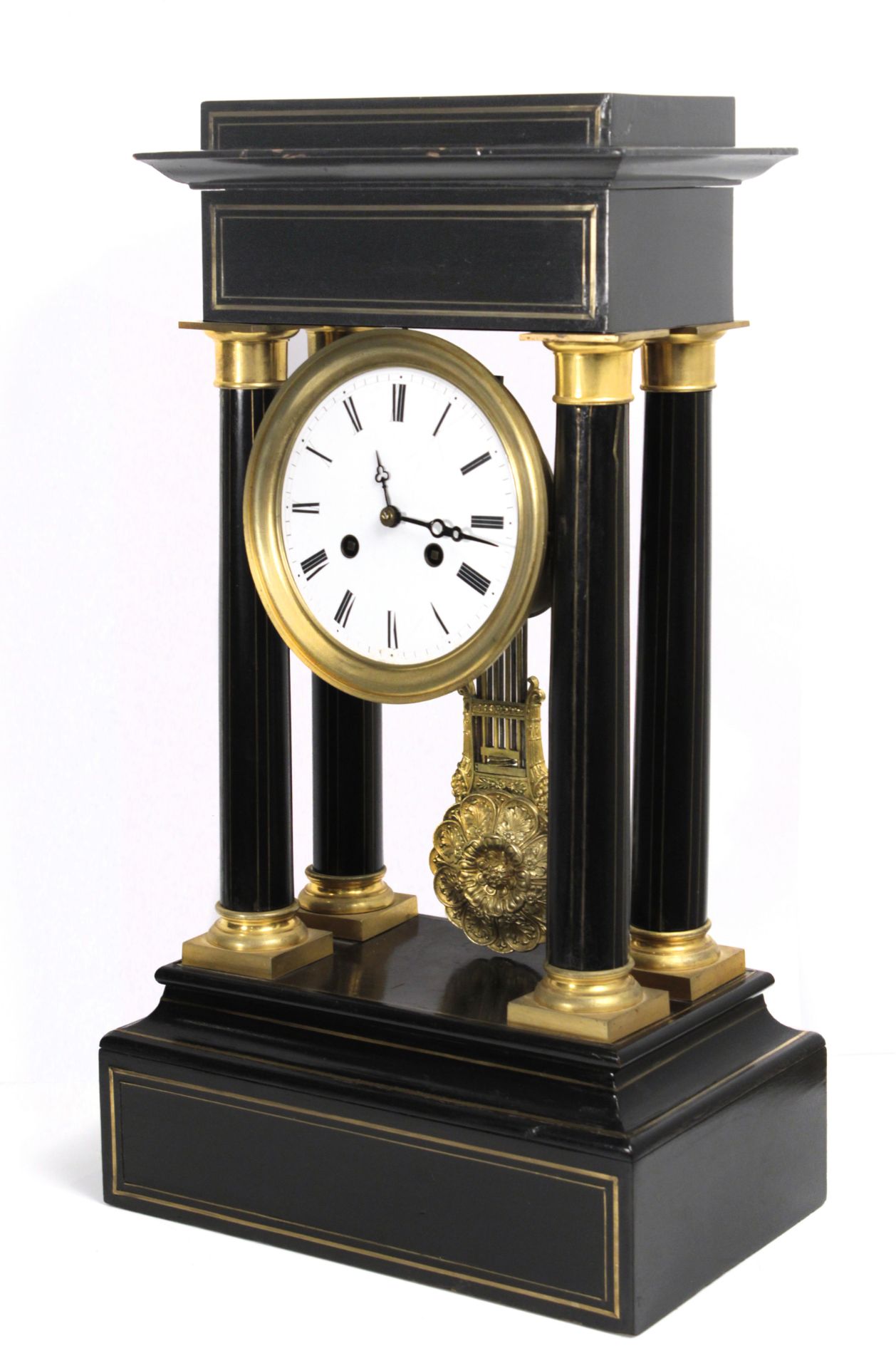 A 19th century Napoleon III portico table clock