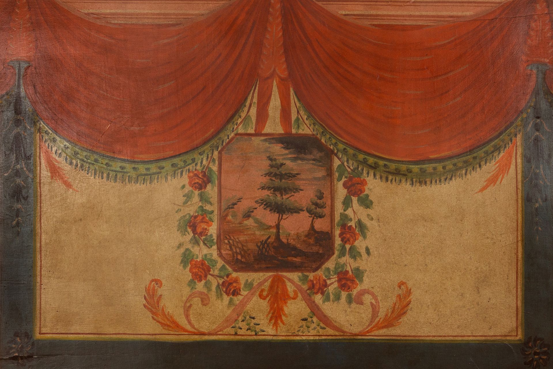 A late 18th century Charles IV period polichromed bed headboard - Image 3 of 3