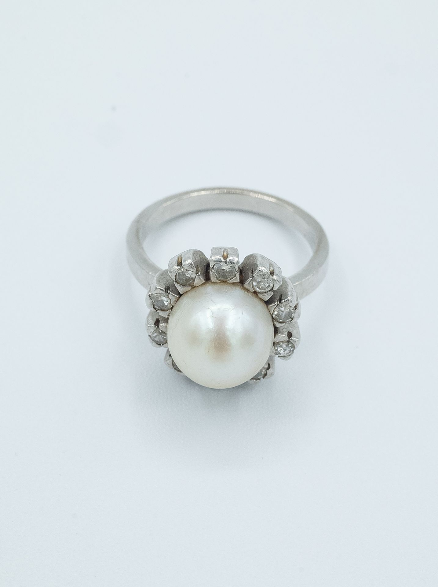 A pearl and diamonds cluster ring circa 1960