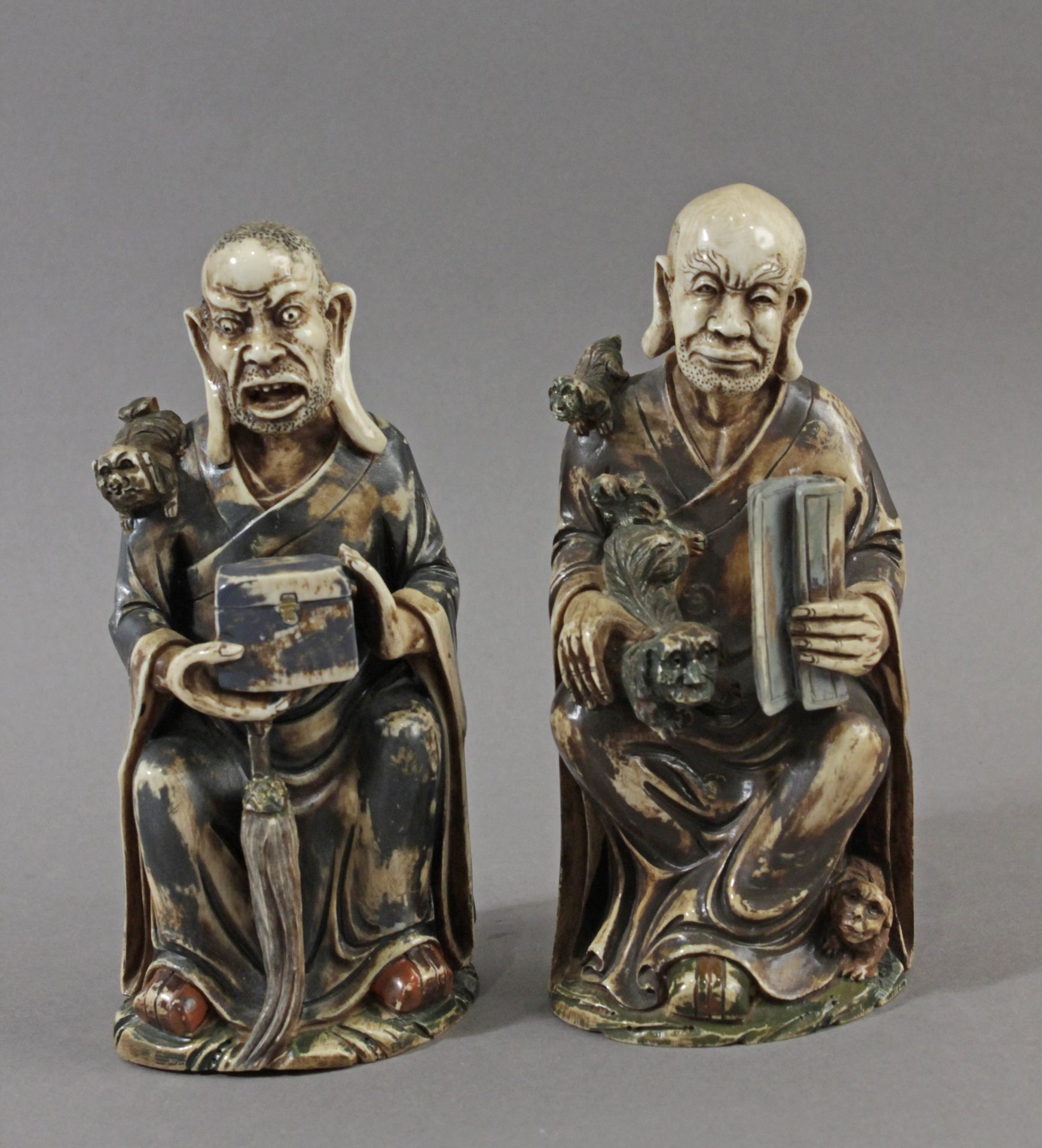 A pair of 19th century Japanese okimonos from Meiji period