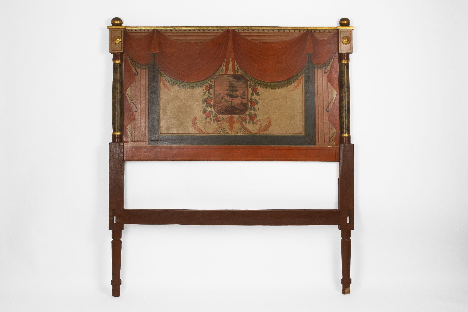 A late 18th century Charles IV period polichromed bed headboard