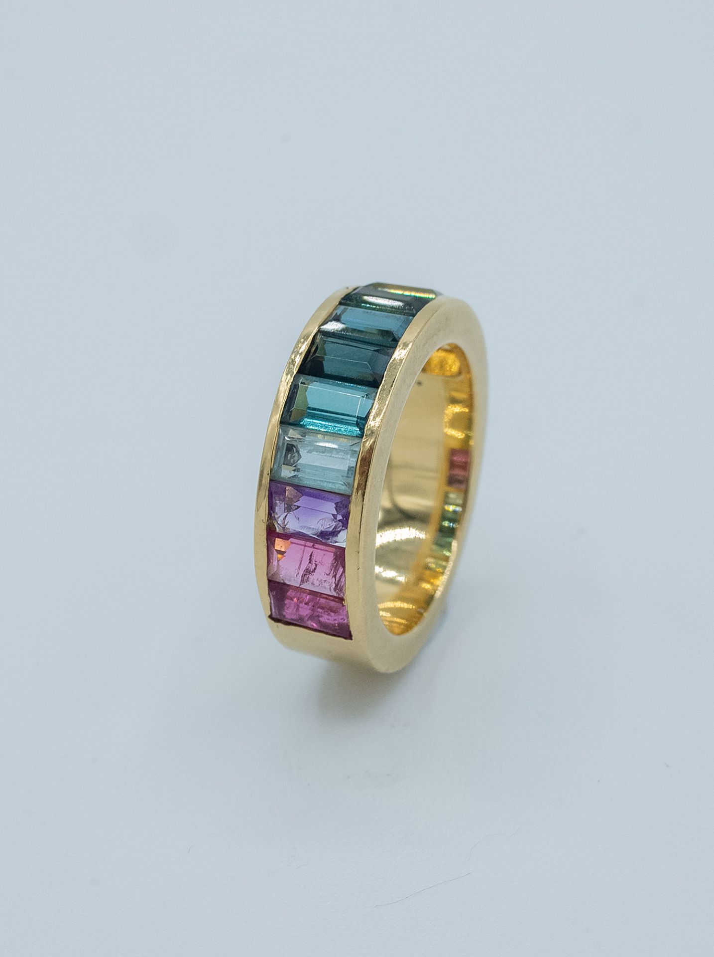 A rainbow half eternity ring with coloured stones - Image 3 of 3