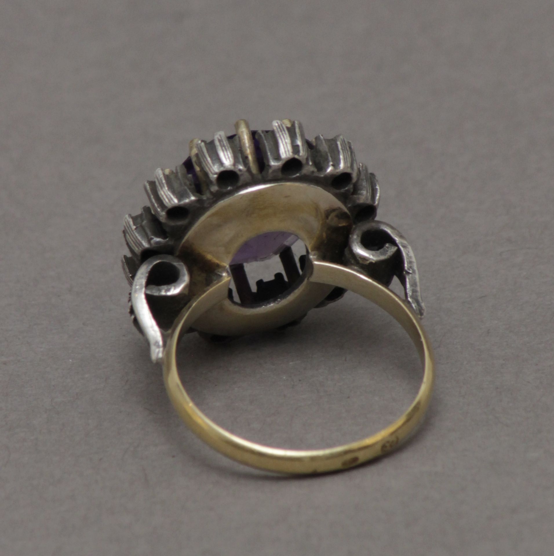 A rose cut diamonds and a rose de France cluster ring circa 1940 - Image 3 of 5