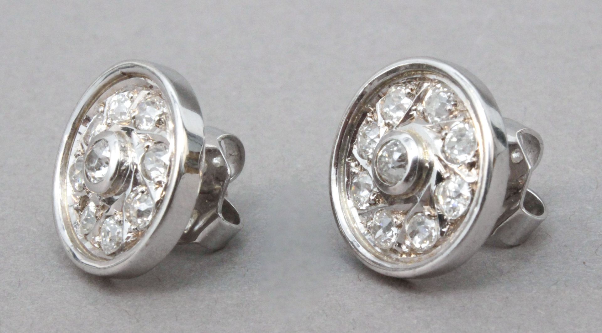 A pair of old mine and old European cut diamonds cluster earrings - Image 2 of 4