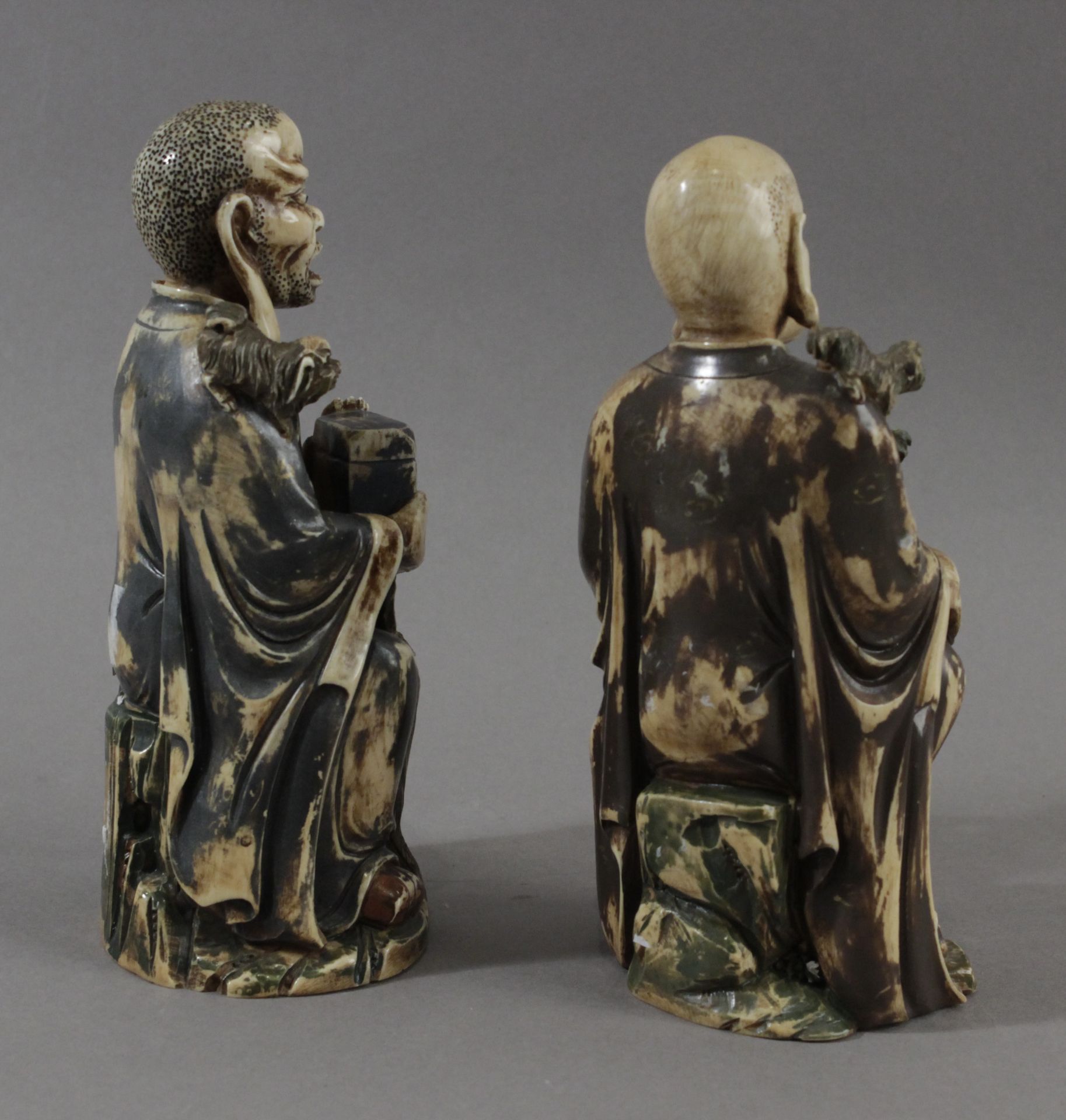 A pair of 19th century Japanese okimonos from Meiji period - Image 4 of 6