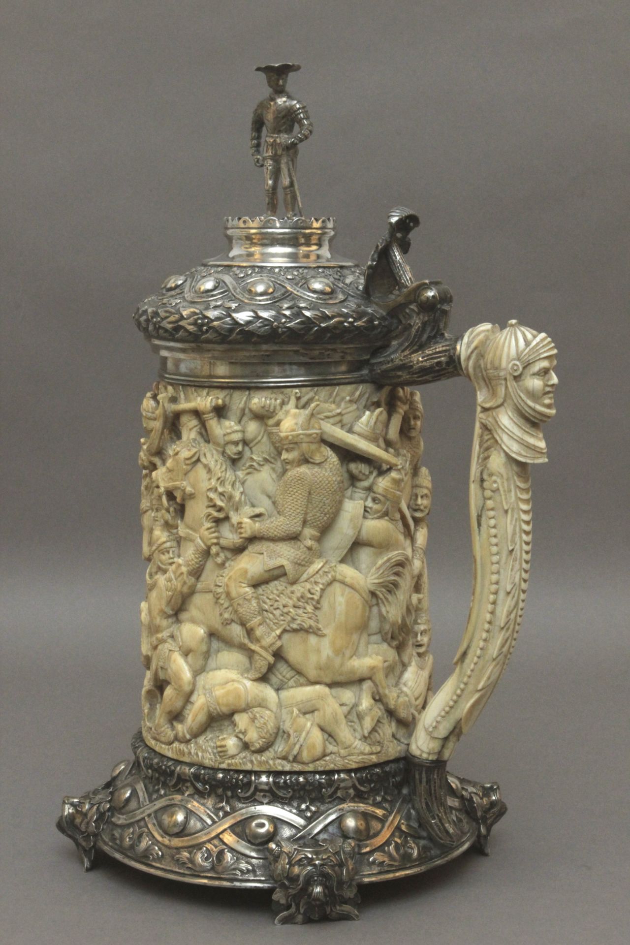 An English ivory and silver tankard circa 1893-1906