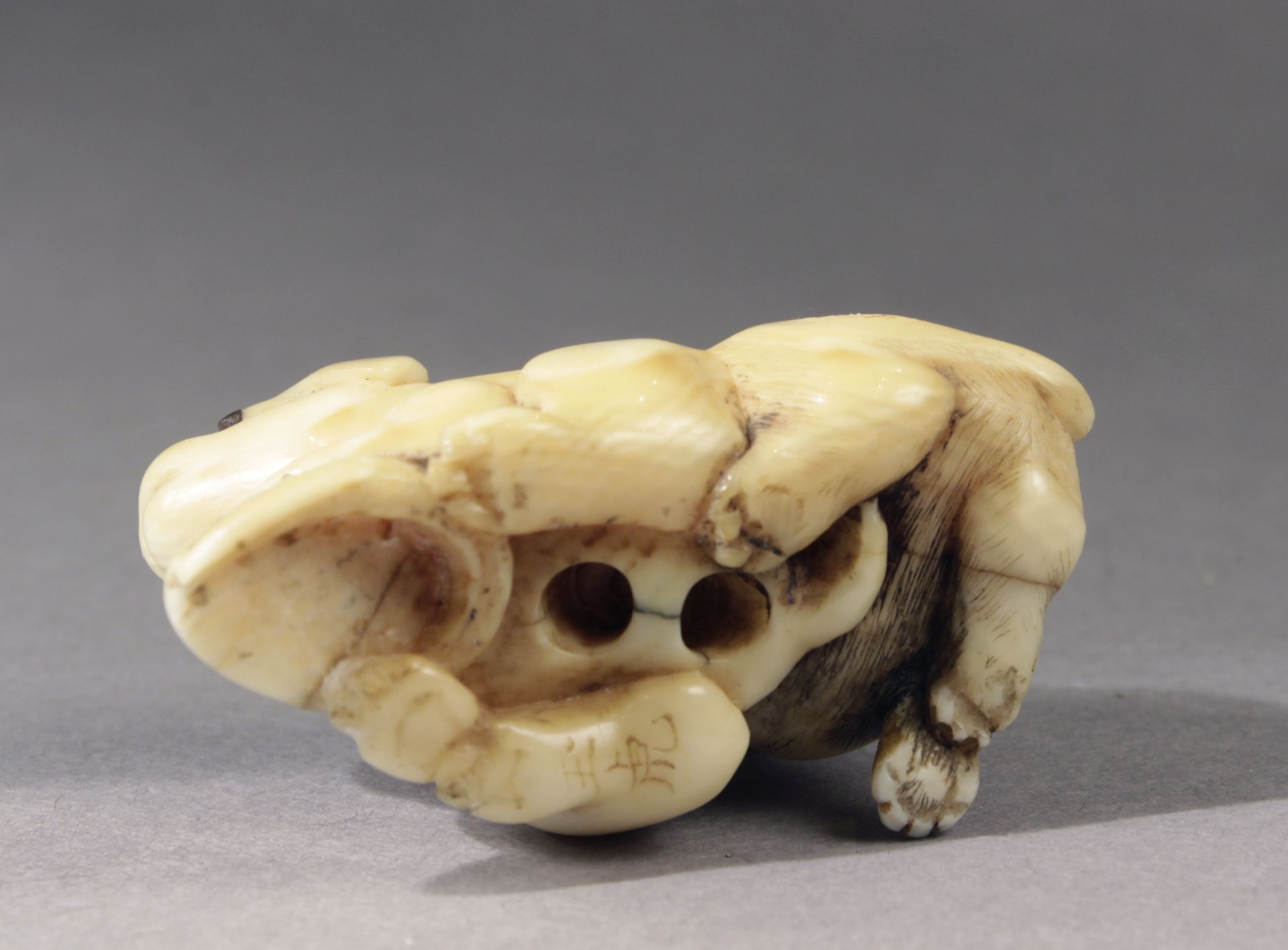 An early 19th century Japanese netsuke from Edo period. Signed Gyoku... - Image 8 of 8