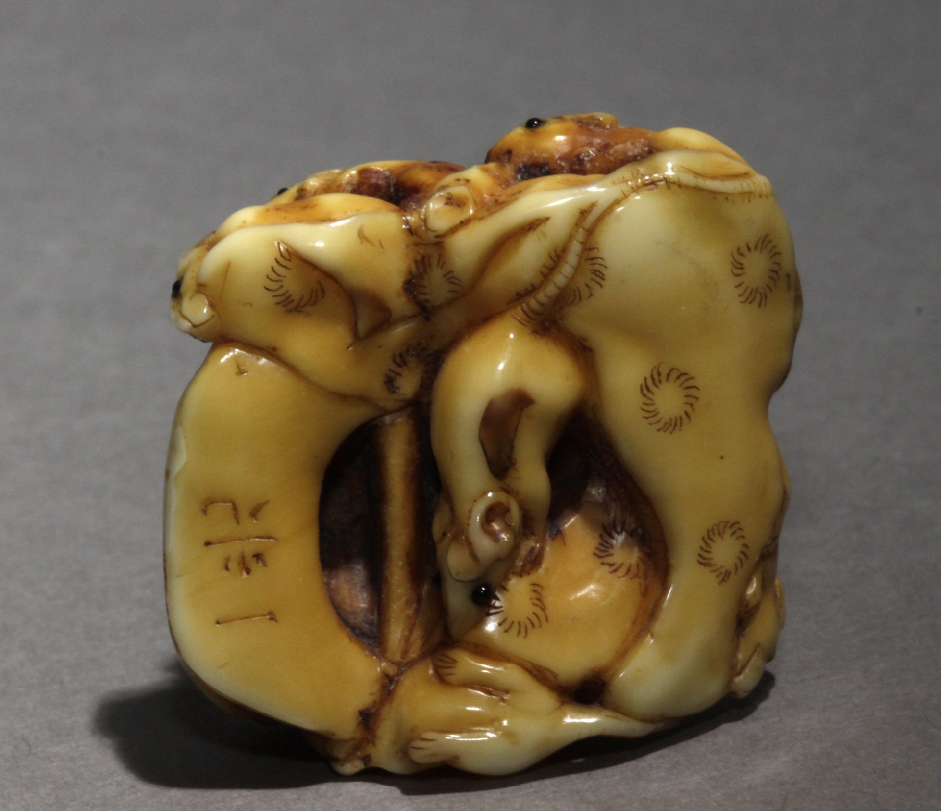 A mid 19th century Japanese netsuke from Edo period. Signed Ikko - Image 6 of 9