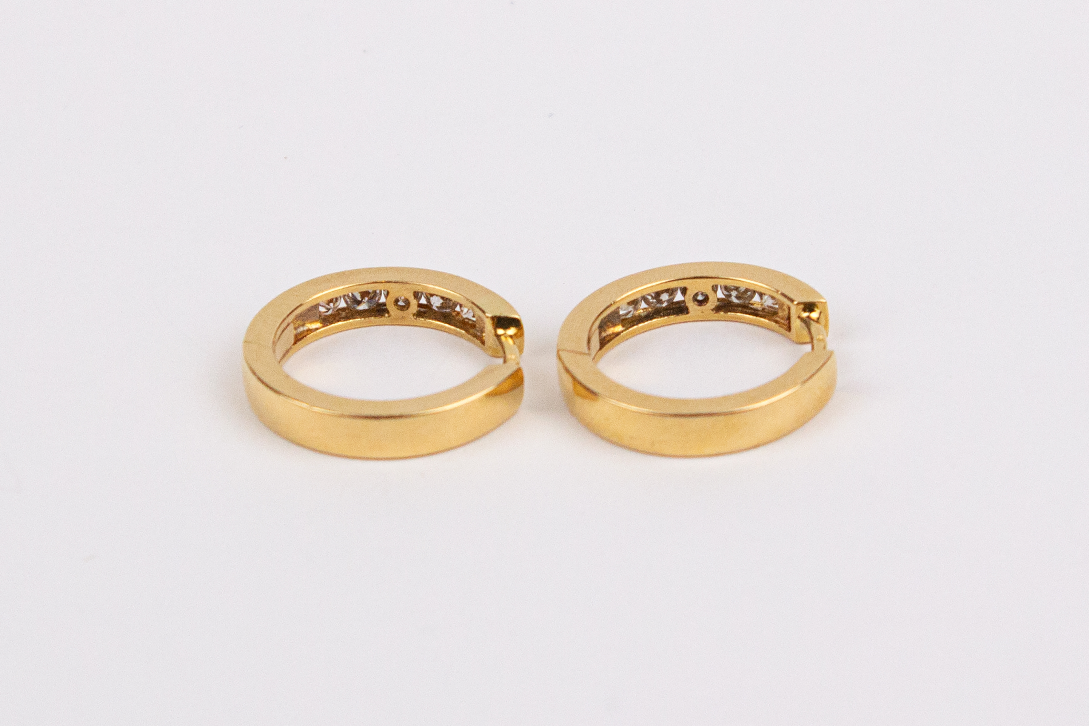 A pair od¡f 18k. Yellow gold and diamonds hoop earrings - Image 2 of 2