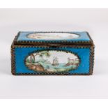 An 18th century possibly German enamelled brass tobacco box