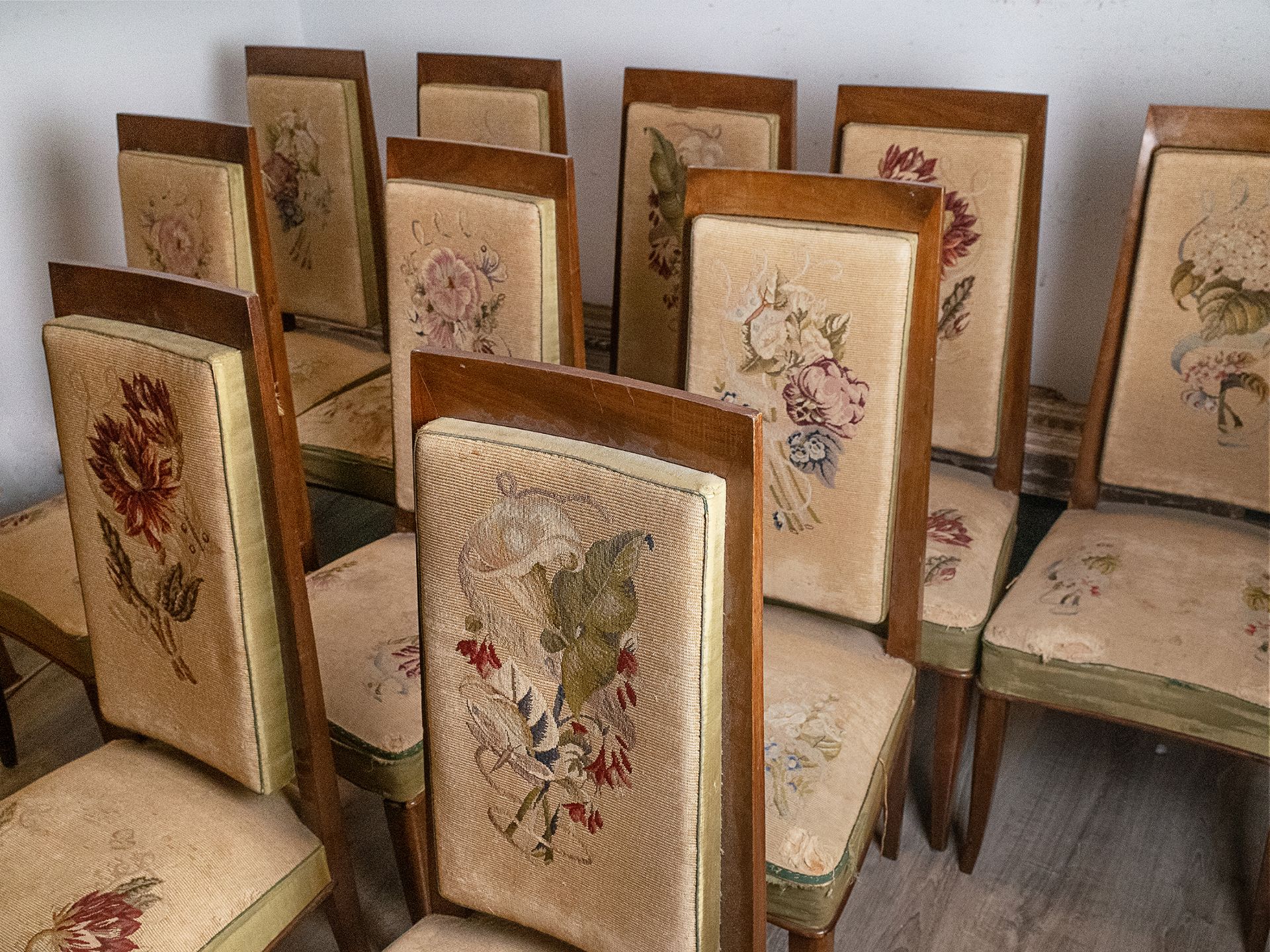 A set of ten Italian chairs with petit point upholstery - Image 3 of 5