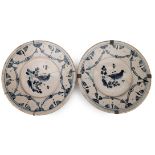 A pair of late 18th century plates in Catalan pottery of 'l'arracada'