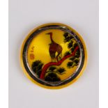 A French Art-Déco powder compact circa 1920. Silver, guilloché enamel and chinoiserie