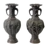 A first third of 20th century pair of Japanese bronze vases