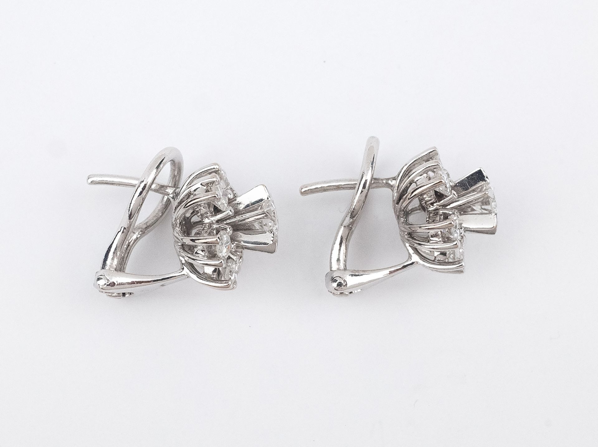 A pair of 18k. white gold and diamonds cluster earrings circa 1970-1980 - Image 2 of 2