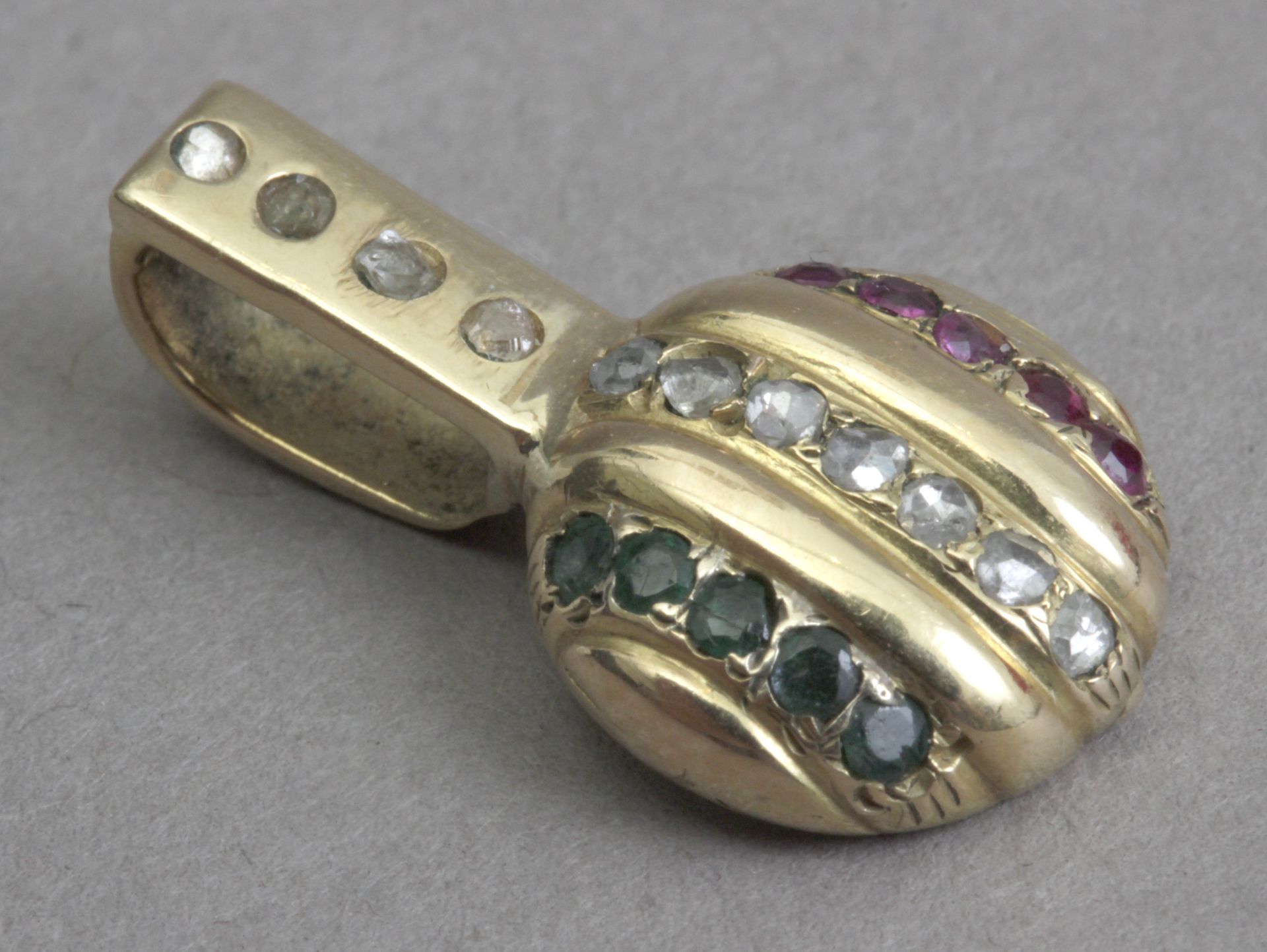 Diamond, emerald and rubies gold pendant - Image 3 of 5
