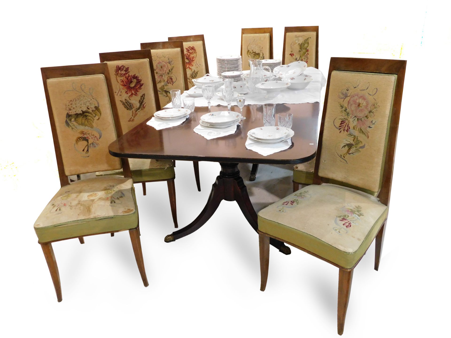 A set of ten Italian chairs with petit point upholstery