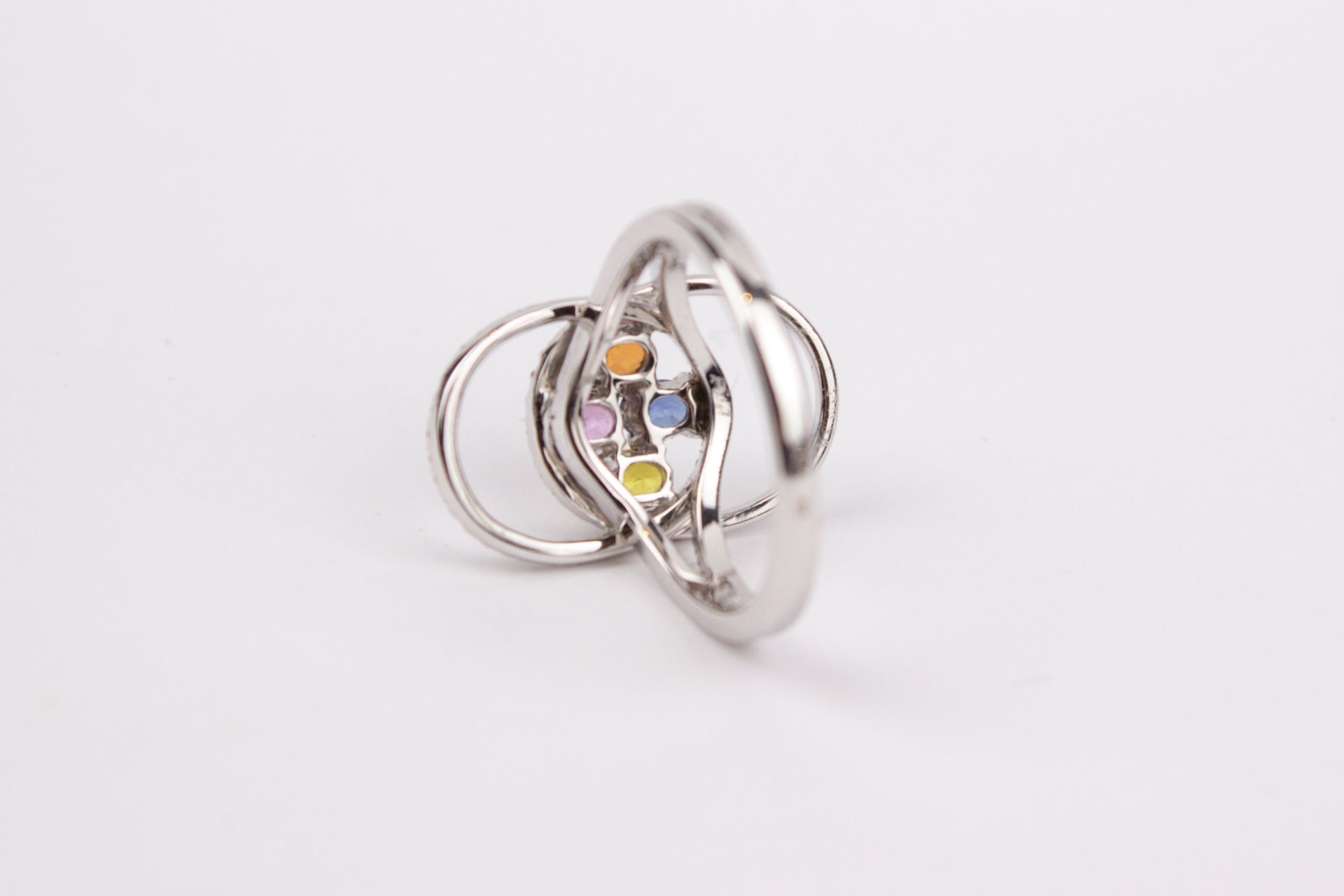 An 18k. yellow gold, sapphires and diamonds ring - Image 3 of 3