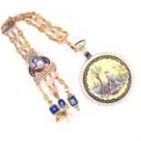 Gold and Enamel Watch and Chatelaine