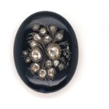 Black Enamel and Diamond Brooch